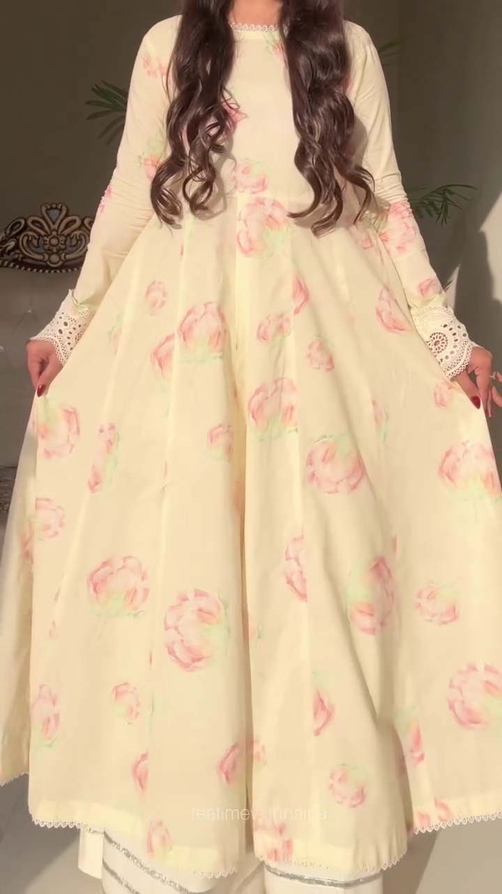Blush Bloom Pastel Anarkali Dress – Soft Princess Elegance 🌸🤍✨