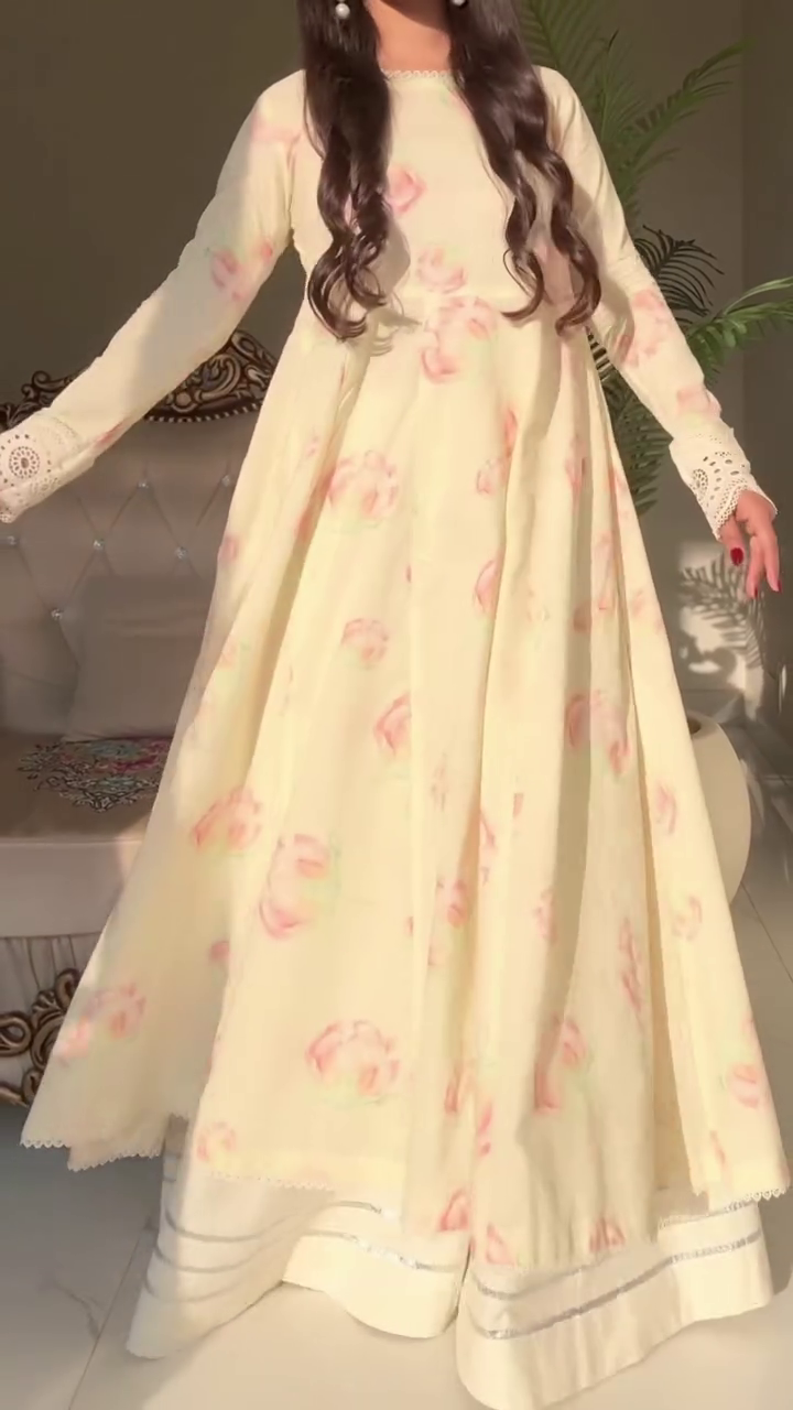 Blush Bloom Pastel Anarkali Dress – Soft Princess Elegance 🌸🤍✨