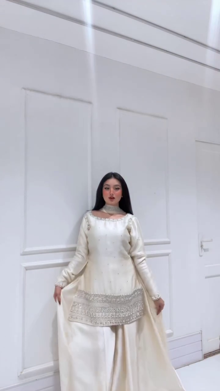 Pearl Whisper Embellished Sharara Set – Graceful Festive Glam 🤍✨👑
