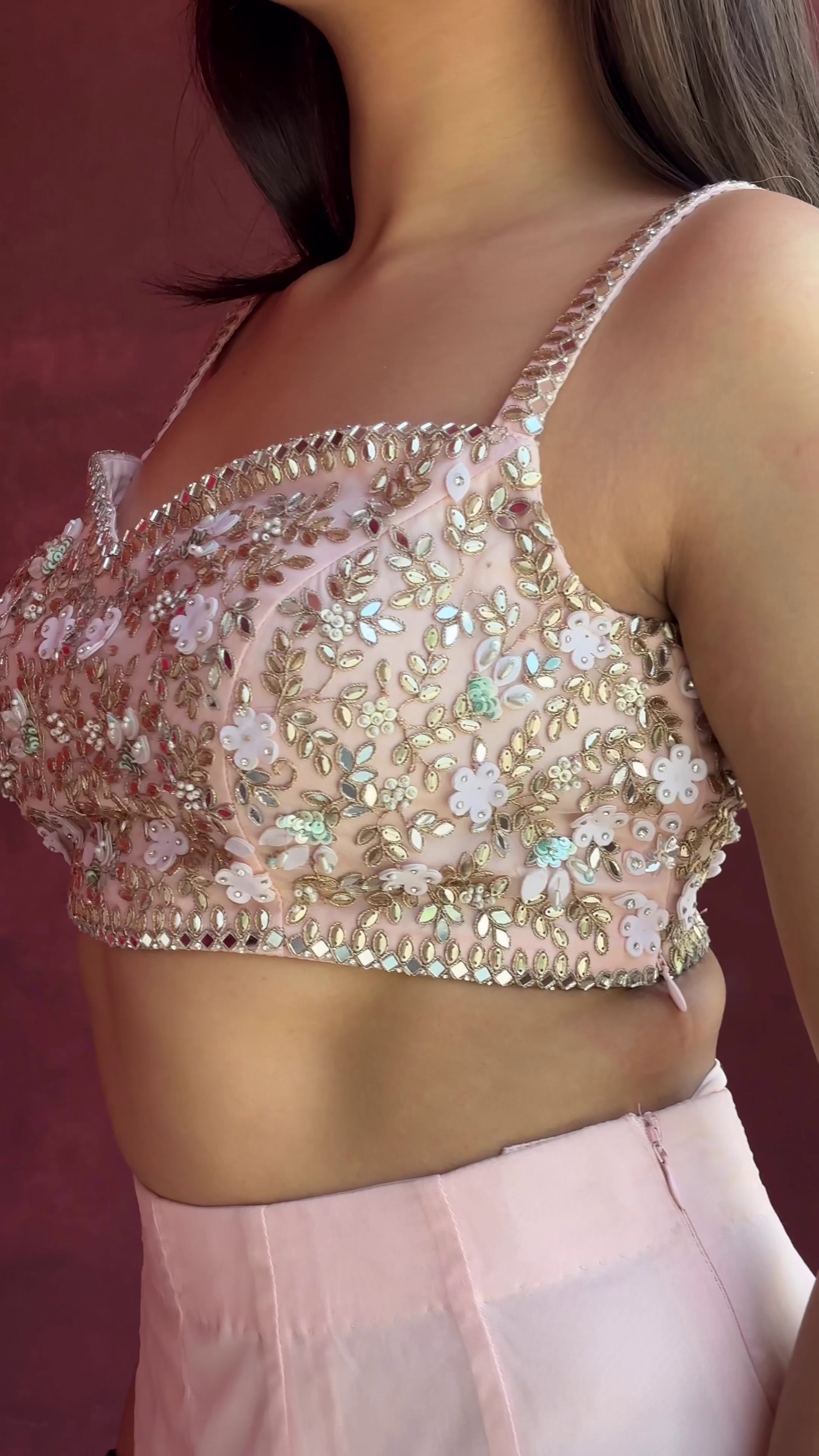 Blush Royale Embellished Indo-Western Palazzo Set – Soft Glam Statement 💖✨👑