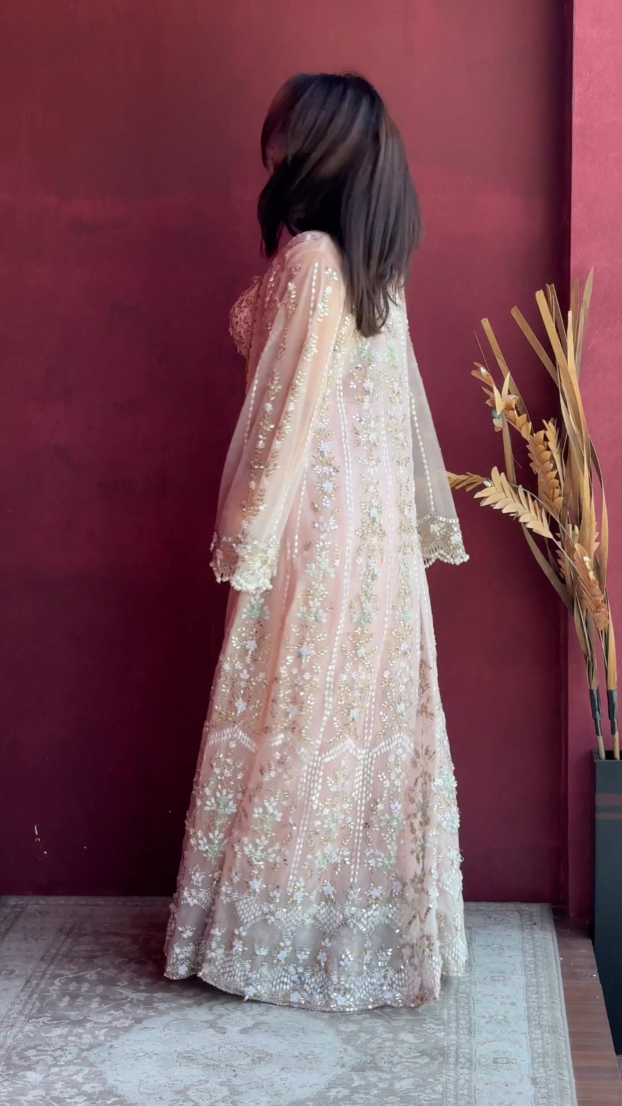 Blush Royale Embellished Indo-Western Palazzo Set – Soft Glam Statement 💖✨👑