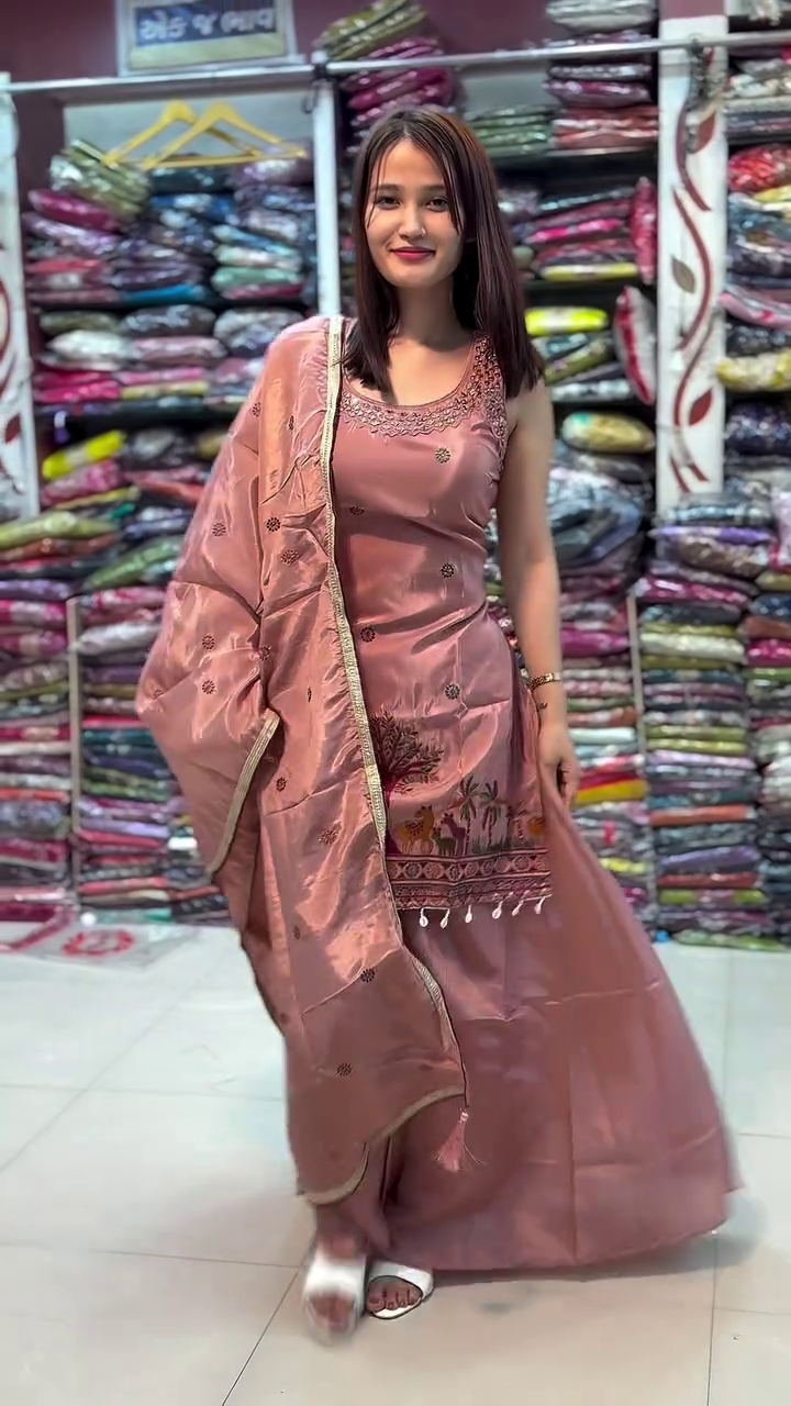 Rosewood Elegance Straight Suit Set with Dupatta – Subtle Festive Charm 🌸✨🤍