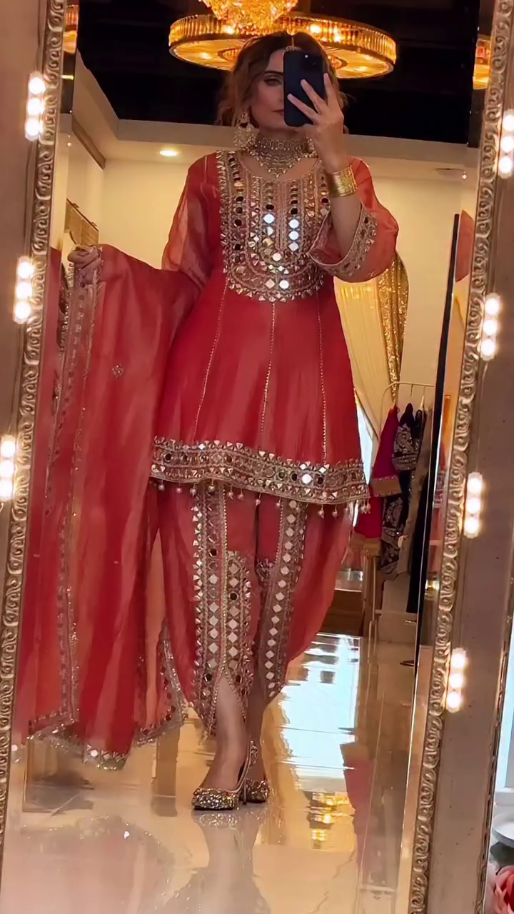Ruby Royale Mirror Work Festive Suit Set ❤️✨👑