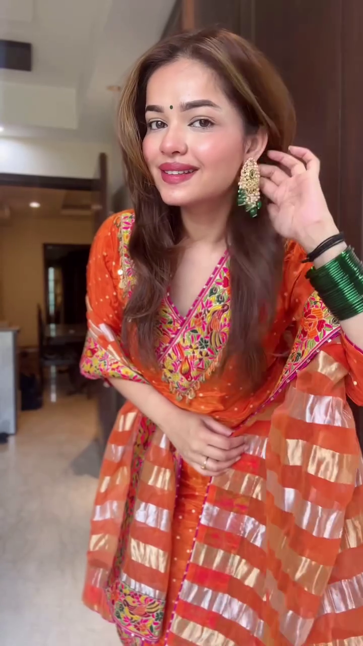Sunset Glow Phulkari Embroidered Suit Set 🧡✨🌼
