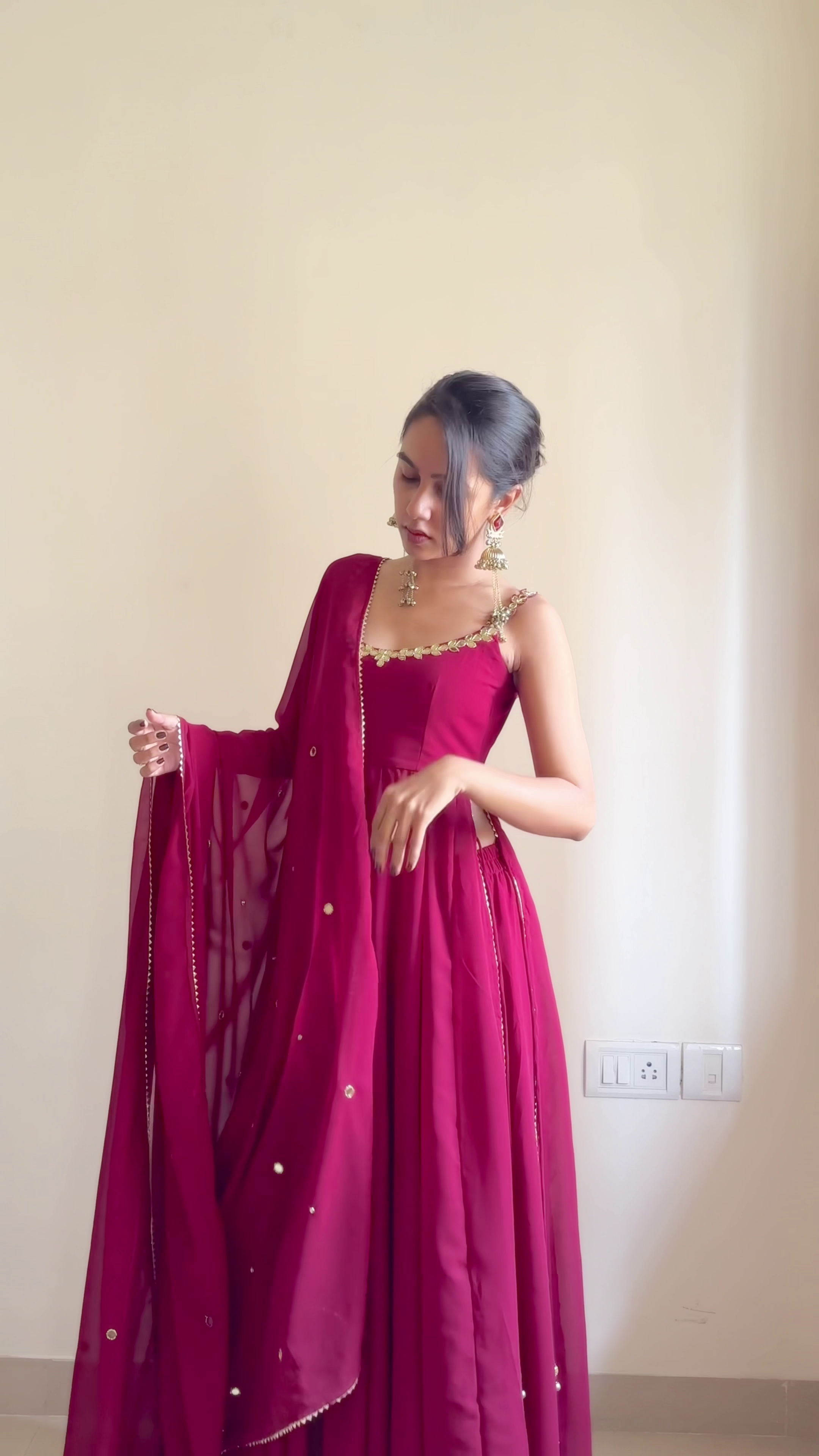 Rani Radiance Flared Anarkali Set with Sheer Dupatta 💖✨👑