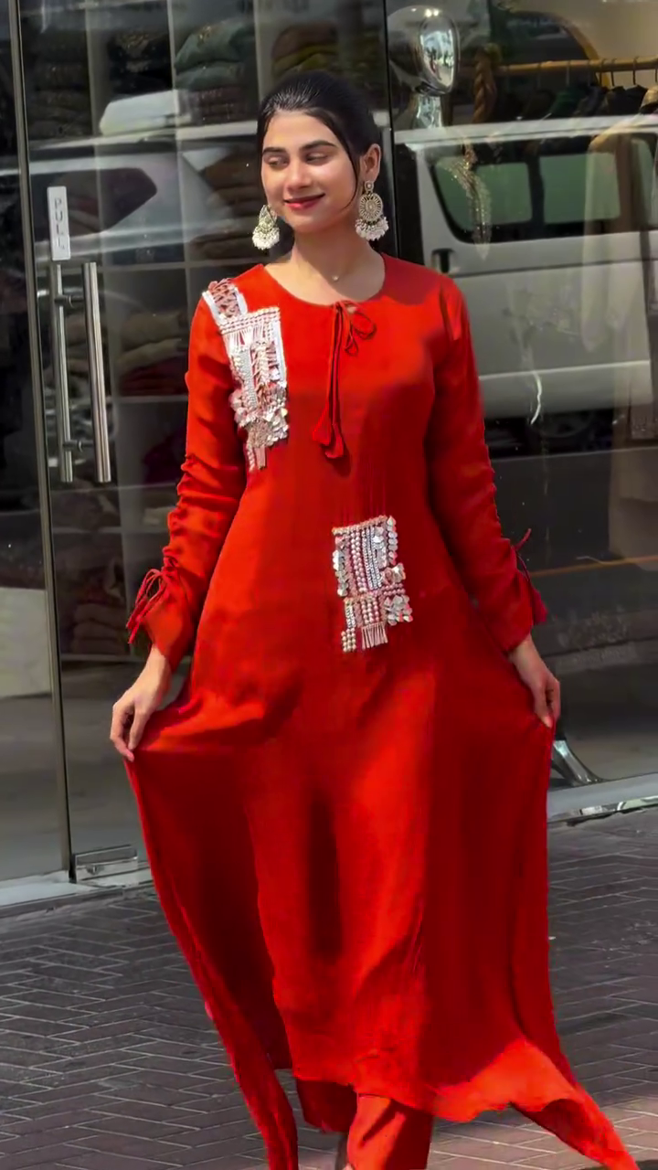 Ruby Radiance Embellished Anarkali Kurta Set ❤️✨🔥