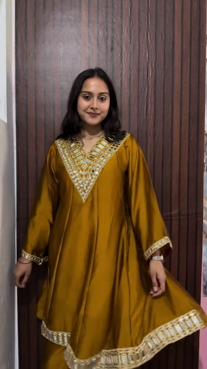 Royal Mustard Mirror Glow Kurta Set ✨💛👑