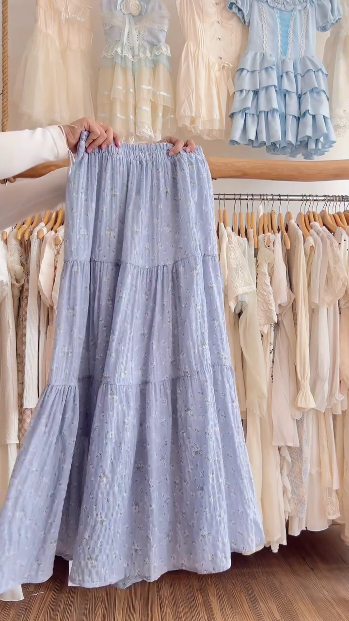 Blush Bloom Floral Tiered Maxi Skirt – Soft Girl Aesthetic Dream 🌸🤍✨