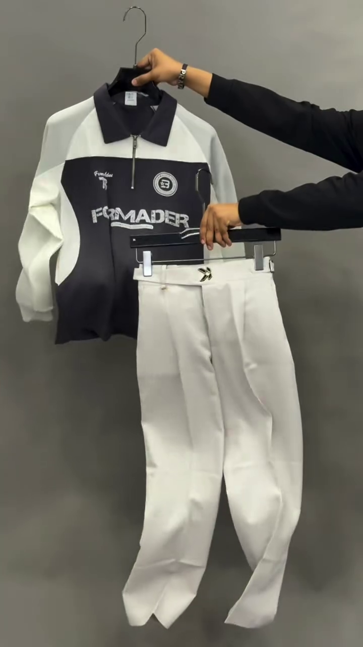 Monochrome Power Co-Ord Set – Sporty Zip-Up Top with Tailored Trousers 🖤🤍⚡