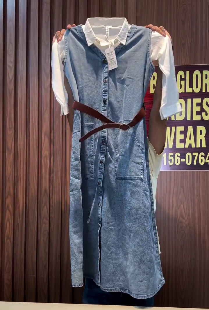 Denim Layered Elegance Dress – Classic Meets Contemporary Chic 💙👗✨