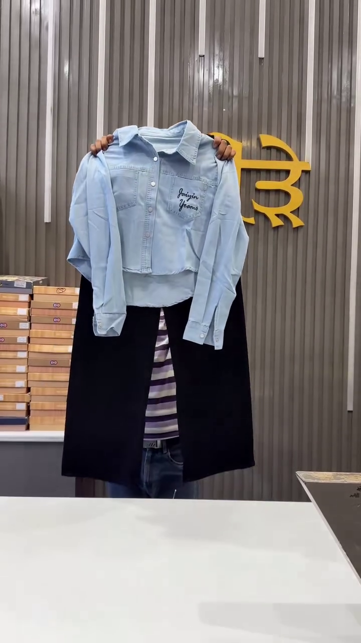 Sky Breeze Denim Shirt & Classic Black Skirt Co-Ord – Effortless Chic Everyday Look 💙🖤✨