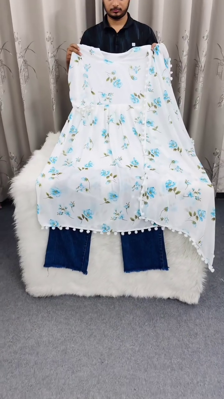 Dreamy Blue Blossom Flare Dress – Soft Floral Elegance 🌸💙✨