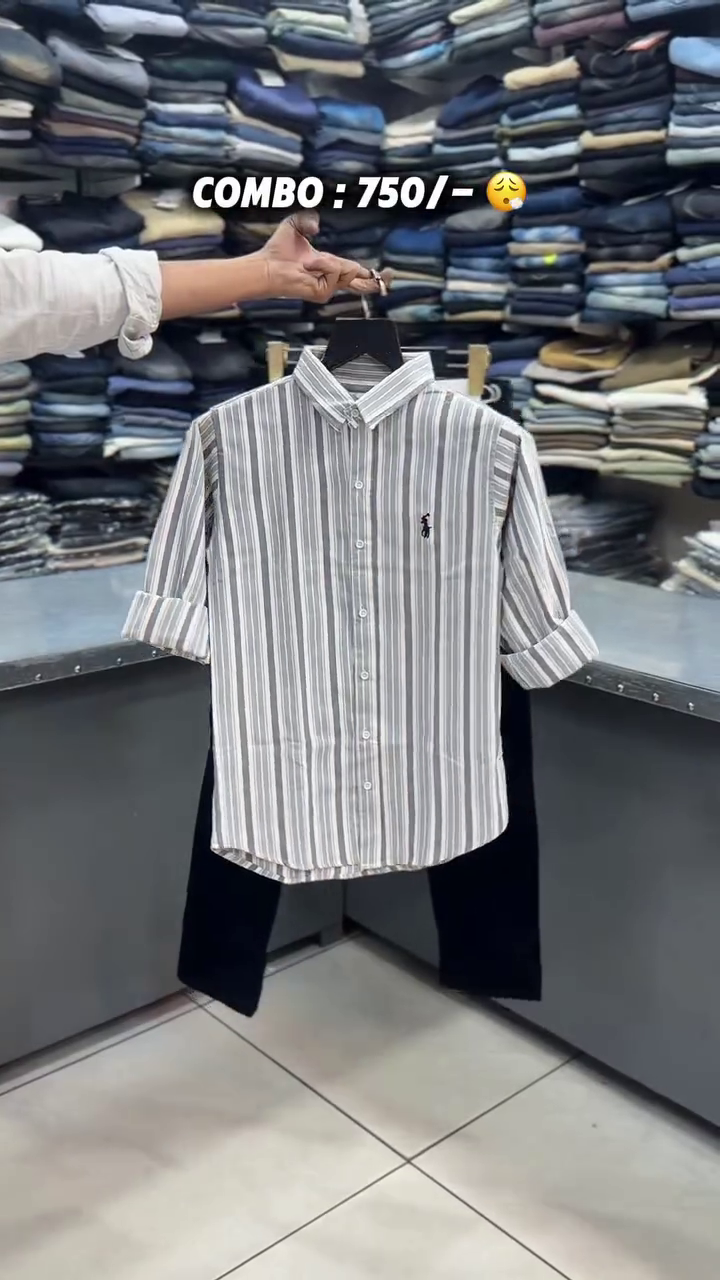 Urban Stripe Classic Shirt & White Pant Combo – Smart Casual Perfection 🤍👔✨