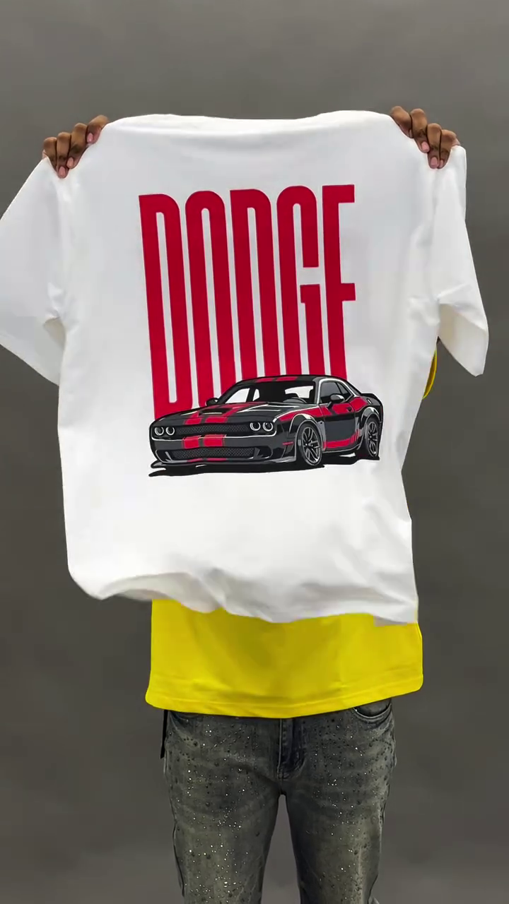 Dodge Power Graphic Oversized Tee – Bold Street Racer Vibes 🚗🔥🤍