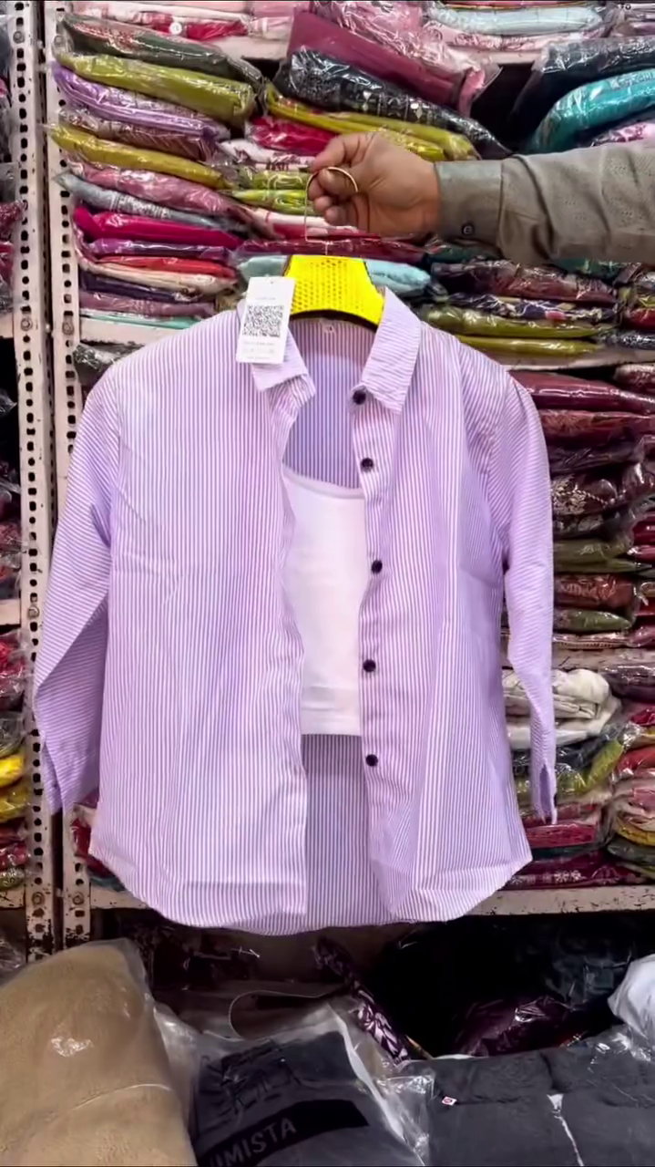 Chic Layered Striped Shirt with Inner Top – Smart Casual Combo 💙🤍✨