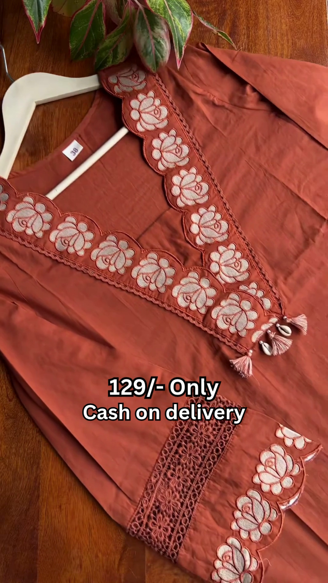 Rustic Terracotta Floral Embroidered Designer Kurti 🌺🤎✨