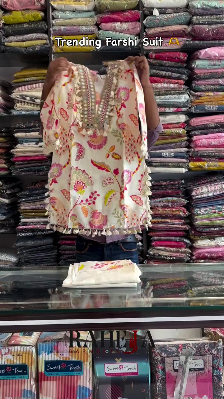 Premium Floral Printed Embroidered Ethnic Kurti with Matching Bottom & Dupatta Inspired Three-Piece Traditional Set 🌸✨🤍