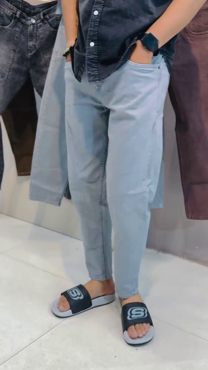 👖 Premium Ice Blue Comfort Stretch Tapered Fit Denim Jeans for Men & Women | Everyday Casual Wear | Lightweight Urban Fashion Denim Pants 💙✨🔥
