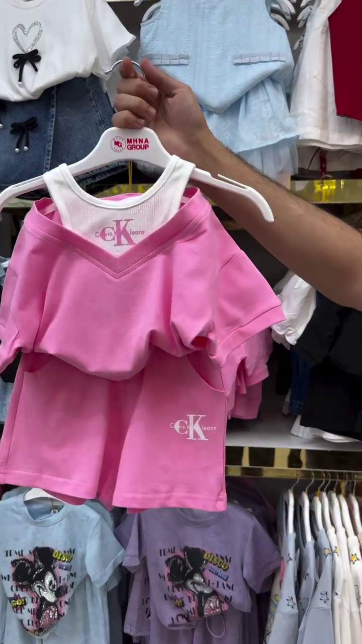 💗Trendy Pink Two-Piece Casual Skirt Set for Girls 💗👕👗
