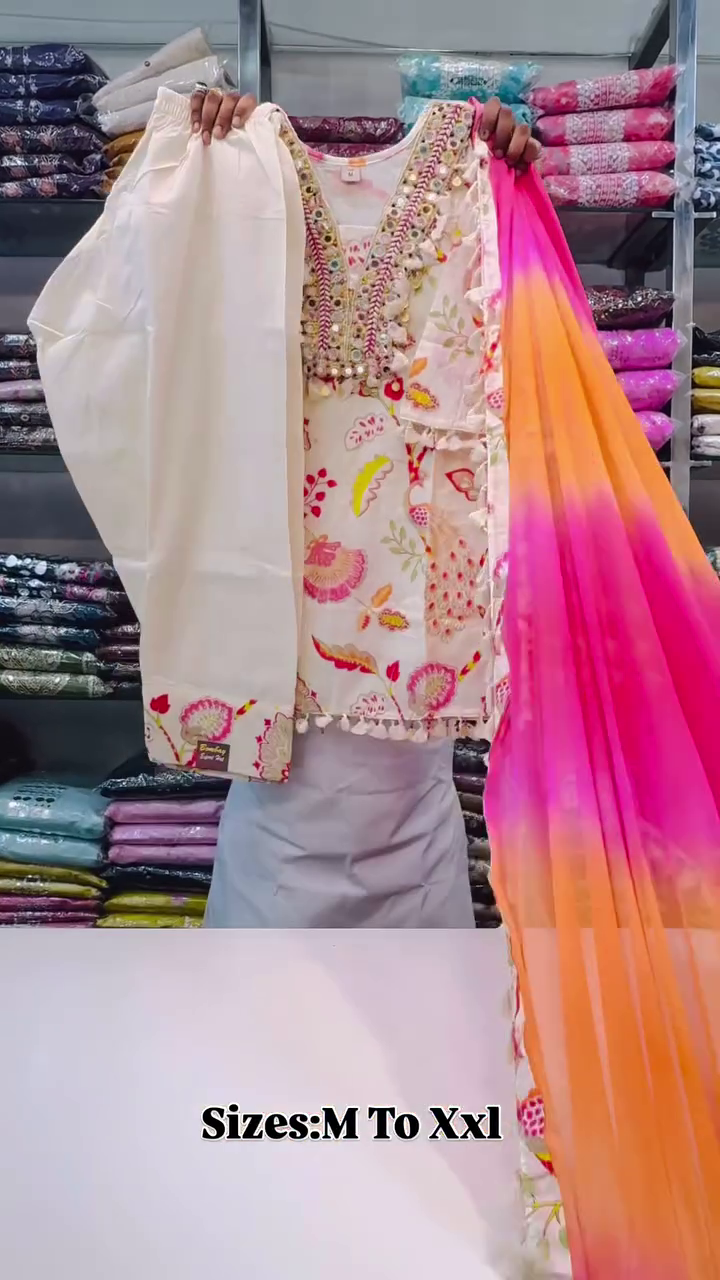 🌺 Luxury Embroidered Three-Piece Traditional Suit Set with Matching Trousers and Gradient Dupatta 🌺💖🧣