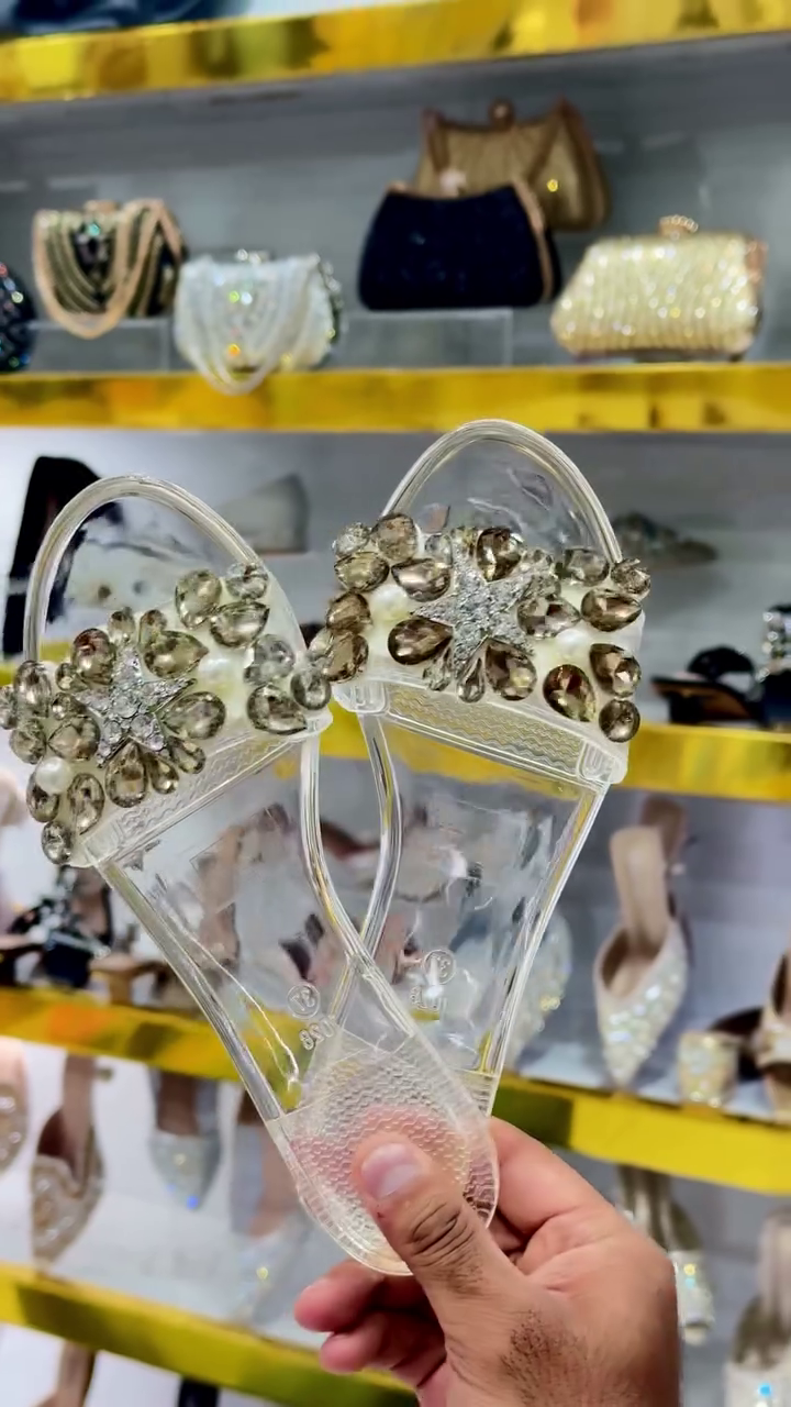 ✨  Luxury Crystal Embellished Transparent Flat Slide Sandals for Women & Girls 👡💎🤍