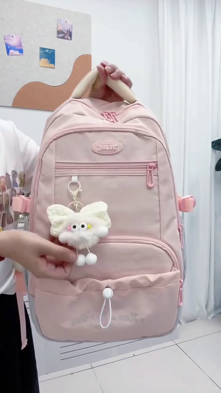 🎒 Premium Large Capacity Multi-Pocket Casual Backpack for School, College, Office & Travel | Stylish Lightweight Everyday Laptop Bag with Cute Charm ✨💖